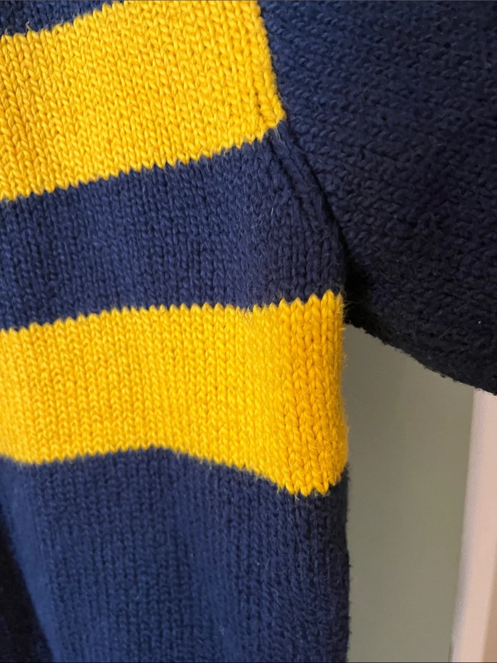 Polo by Ralph Lauren Navy Crewneck Sweater with Gold Stripes